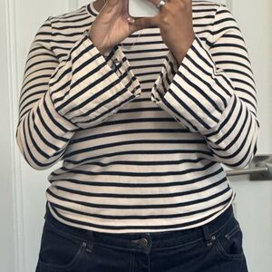 Madewell 100% Cotton Striped Long Sleeve Shirt